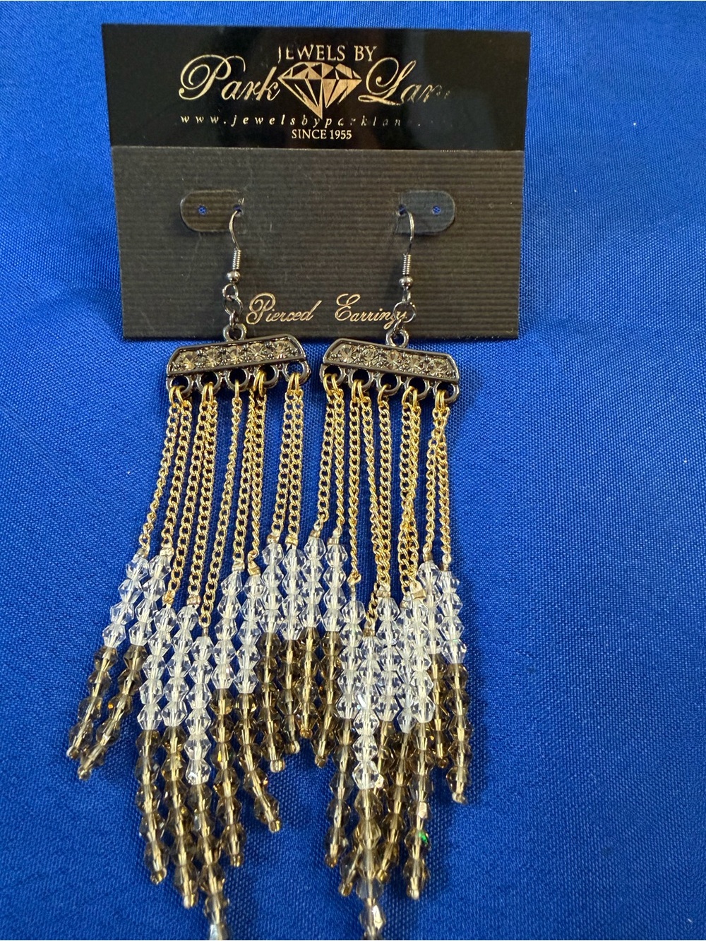 Park Lane Gold Crystal Beaded Tassel Dangle Earrings New